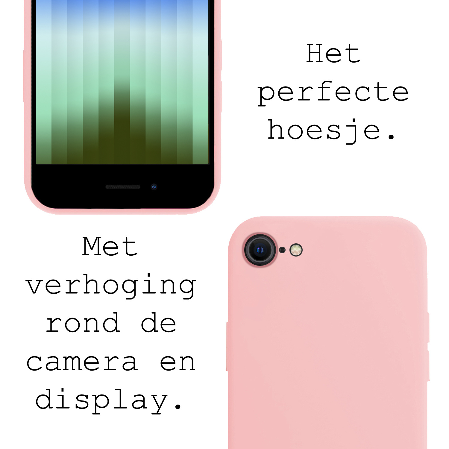 BASEY. Hoes Geschikt voor iPhone SE 2022 Hoesje Siliconen Back Cover Case - Hoesje Geschikt voor iPhone SE (2022) Hoes Cover Hoesje - Lichtroze - 2 Stuks