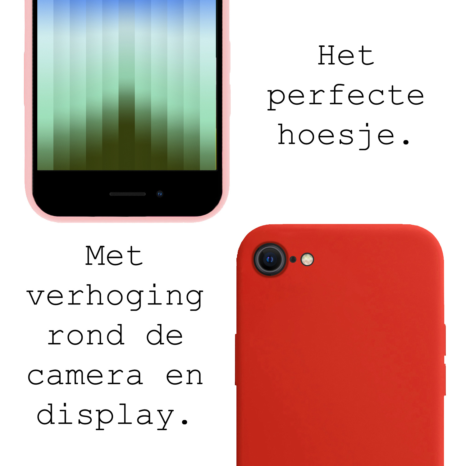 BASEY. Hoes Geschikt voor iPhone SE 2022 Hoesje Siliconen Back Cover Case - Hoesje Geschikt voor iPhone SE (2022) Hoes Cover Hoesje - Rood - 2 Stuks