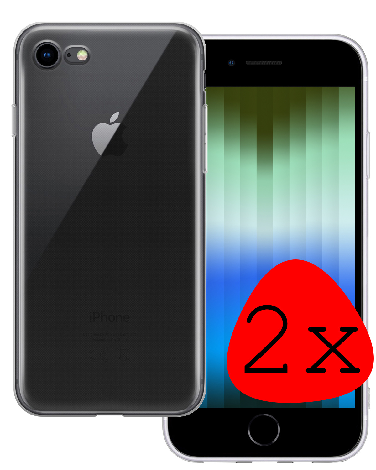 BASEY. Hoes Geschikt voor iPhone SE 2022 Hoesje Siliconen Back Cover Case - Hoesje Geschikt voor iPhone SE (2022) Hoes Cover Hoesje - Transparant - 2 Stuks