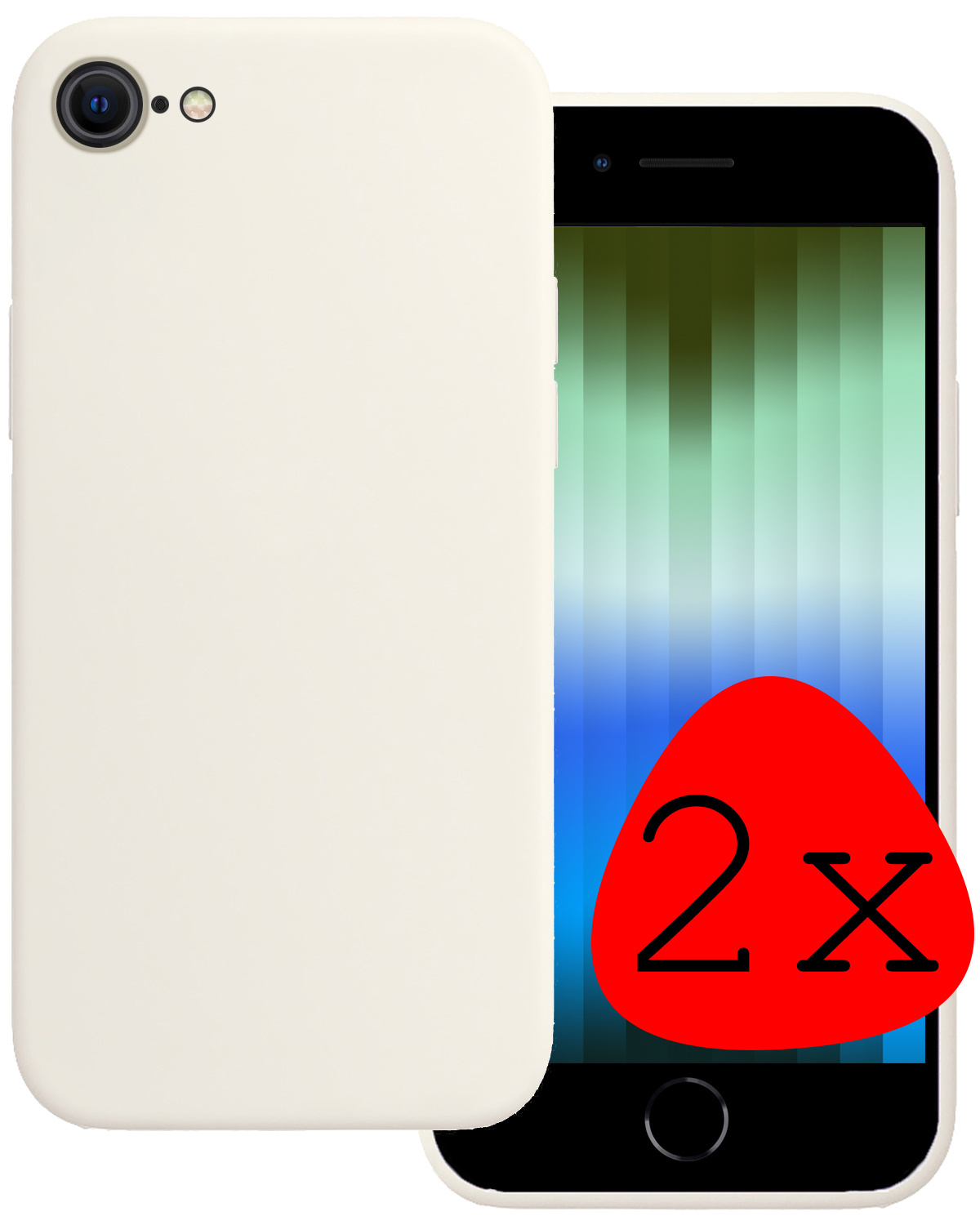 BASEY. Hoes Geschikt voor iPhone SE 2022 Hoesje Siliconen Back Cover Case - Hoesje Geschikt voor iPhone SE (2022) Hoes Cover Hoesje - Wit - 2 Stuks