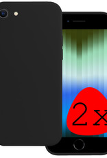 BASEY. Hoes Geschikt voor iPhone SE 2022 Hoesje Siliconen Back Cover Case - Hoesje Geschikt voor iPhone SE (2022) Hoes Cover Hoesje - Zwart - 2 Stuks