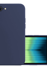 NoXx Hoes Geschikt voor iPhone SE 2022 Hoesje Cover Siliconen Back Case Hoes - Donkerblauw