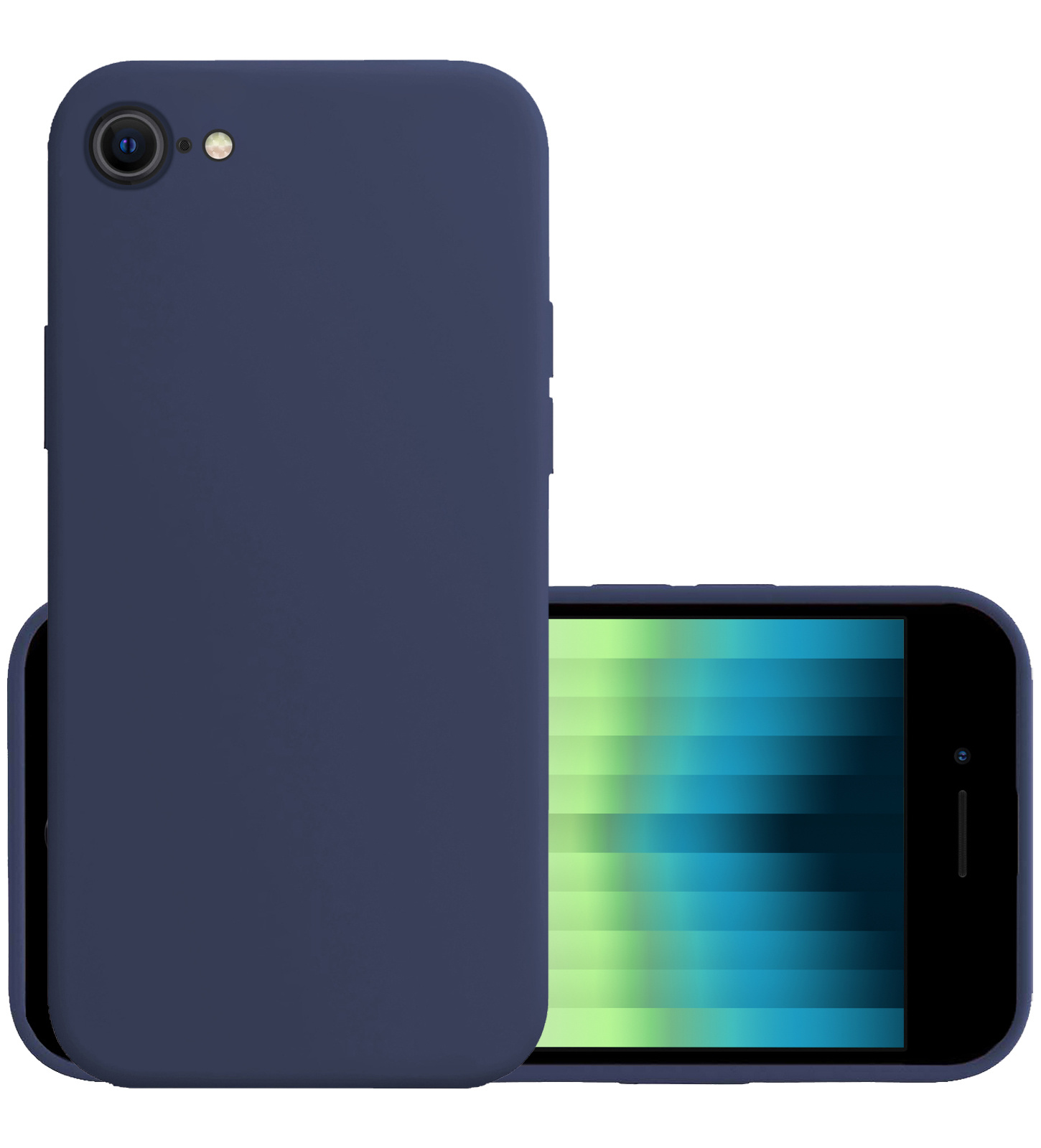 NoXx Hoes Geschikt voor iPhone SE 2022 Hoesje Cover Siliconen Back Case Hoes - Donkerblauw