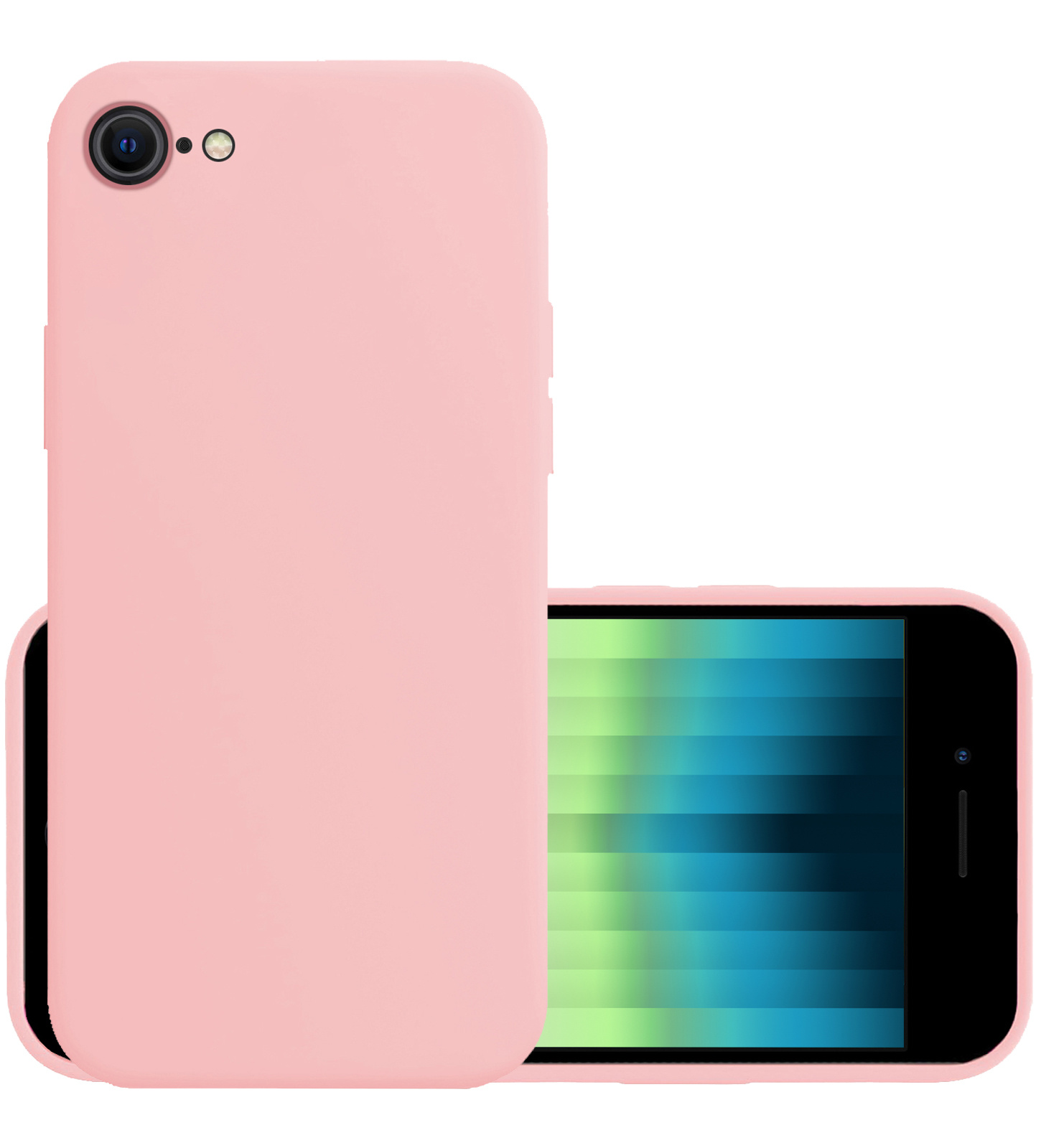 NoXx Hoes Geschikt voor iPhone SE 2022 Hoesje Cover Siliconen Back Case Hoes - Lichtroze