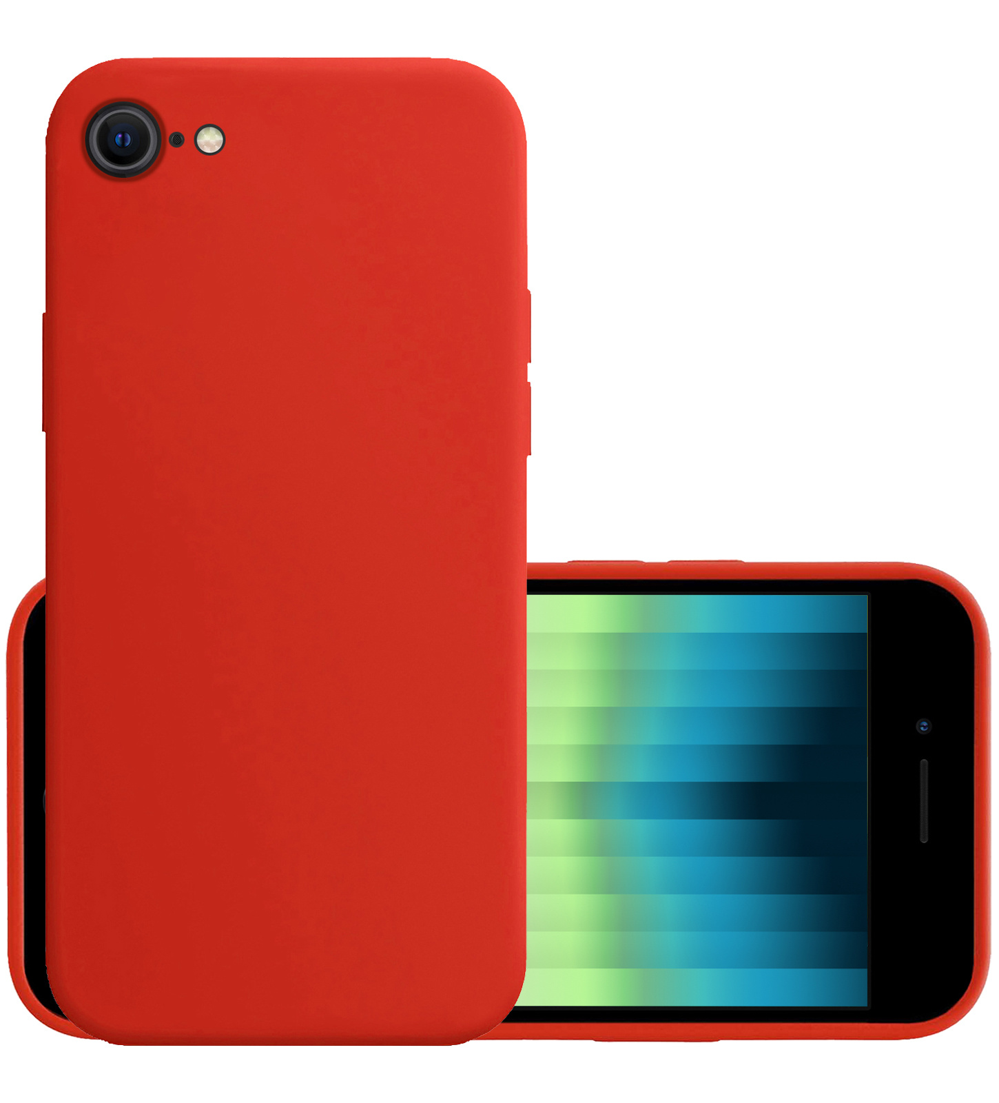 NoXx Hoes Geschikt voor iPhone SE 2022 Hoesje Cover Siliconen Back Case Hoes - Rood
