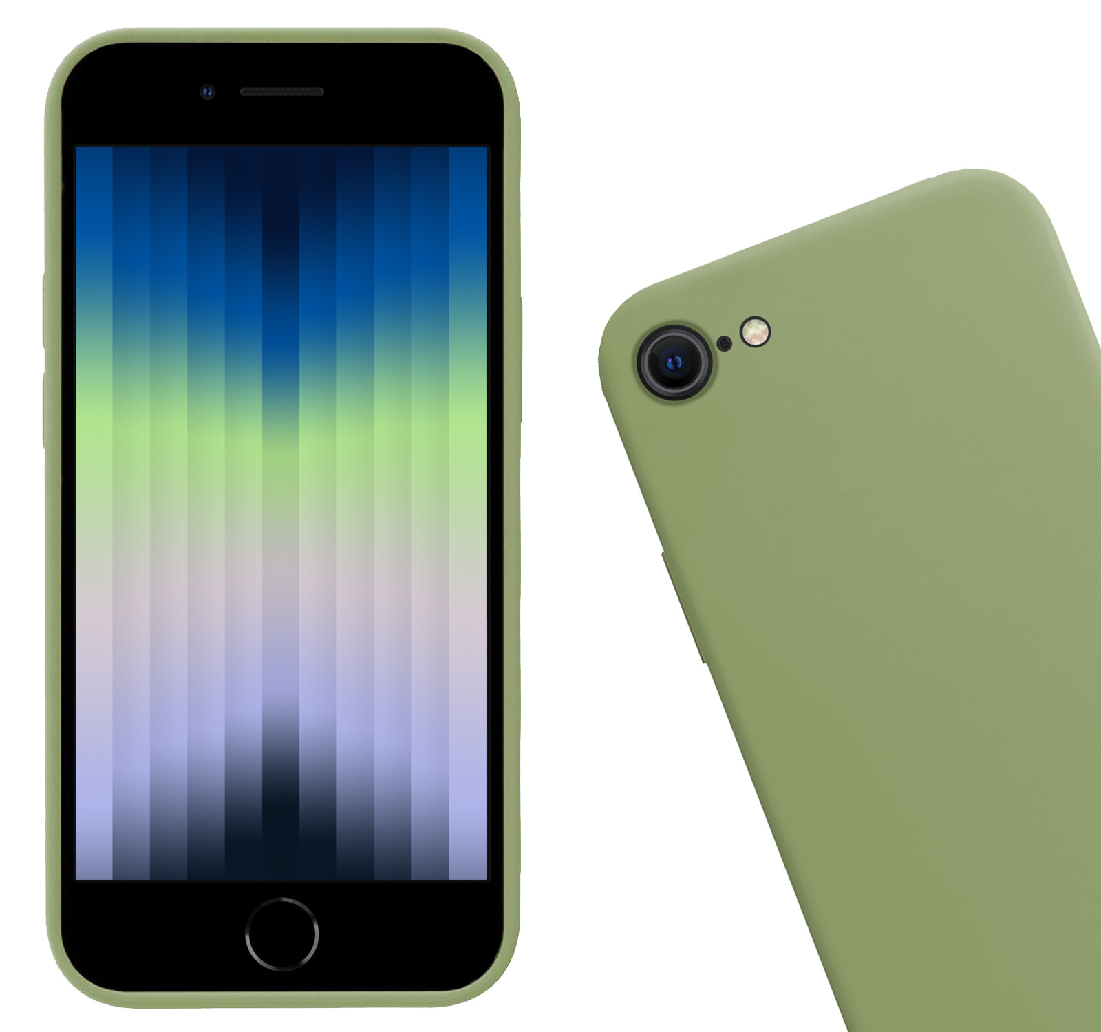 Nomfy Hoesje Geschikt voor iPhone SE 2022 Hoesje Siliconen Cover Case - Hoes Geschikt voor iPhone SE (2022) Hoes Back Case - 2-PACK - Groen