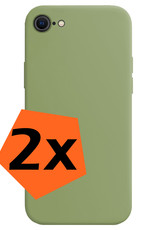 Nomfy Hoesje Geschikt voor iPhone SE 2022 Hoesje Siliconen Cover Case - Hoes Geschikt voor iPhone SE (2022) Hoes Back Case - 2-PACK - Groen