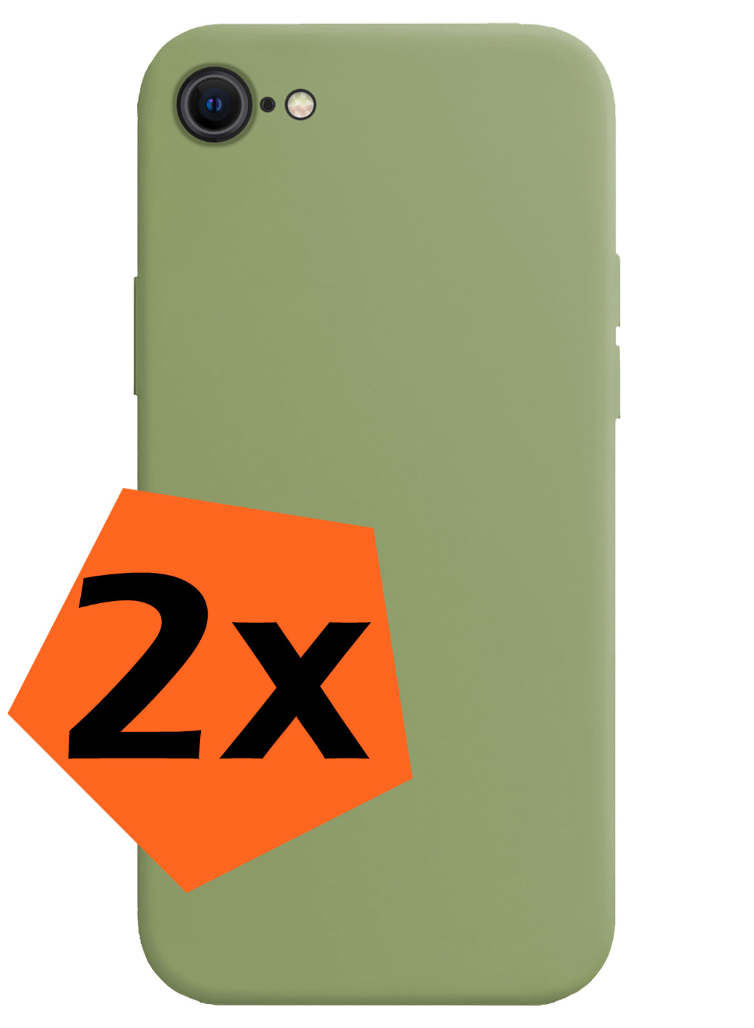 Nomfy Hoesje Geschikt voor iPhone SE 2022 Hoesje Siliconen Cover Case - Hoes Geschikt voor iPhone SE (2022) Hoes Back Case - 2-PACK - Groen