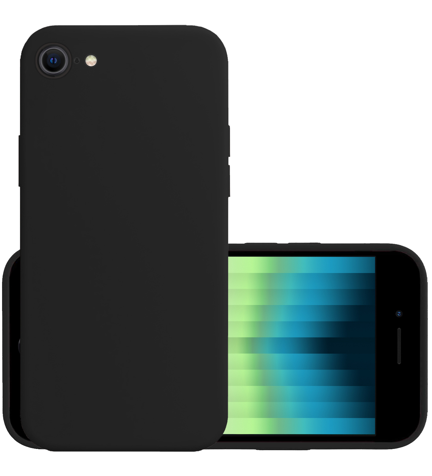 NoXx Hoes Geschikt voor iPhone SE 2022 Hoesje Cover Siliconen Back Case Hoes - Zwart