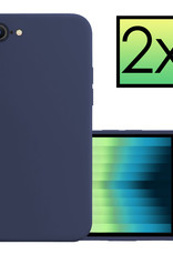 NoXx Hoes Geschikt voor iPhone SE 2022 Hoesje Cover Siliconen Back Case Hoes - Donkerblauw - 2x