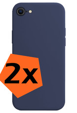 Nomfy Hoesje Geschikt voor iPhone SE 2022 Hoesje Siliconen Cover Case - Hoes Geschikt voor iPhone SE (2022) Hoes Back Case - 2-PACK - Donkerblauw