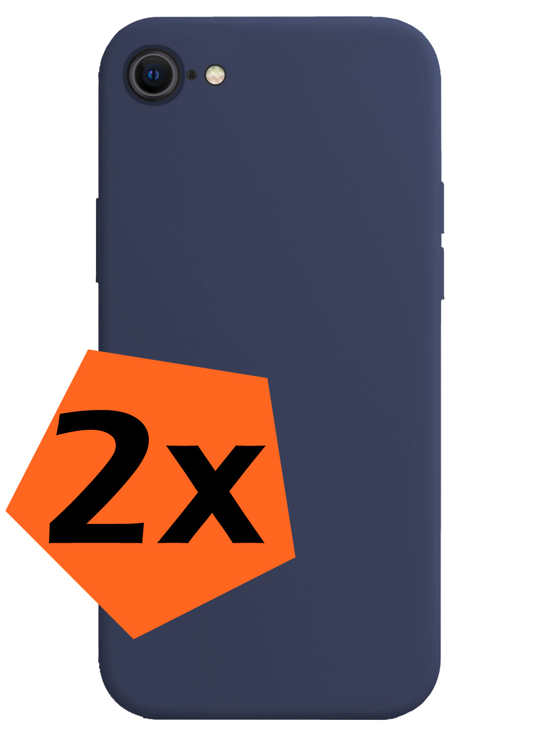 Nomfy Hoesje Geschikt voor iPhone SE 2022 Hoesje Siliconen Cover Case - Hoes Geschikt voor iPhone SE (2022) Hoes Back Case - 2-PACK - Donkerblauw