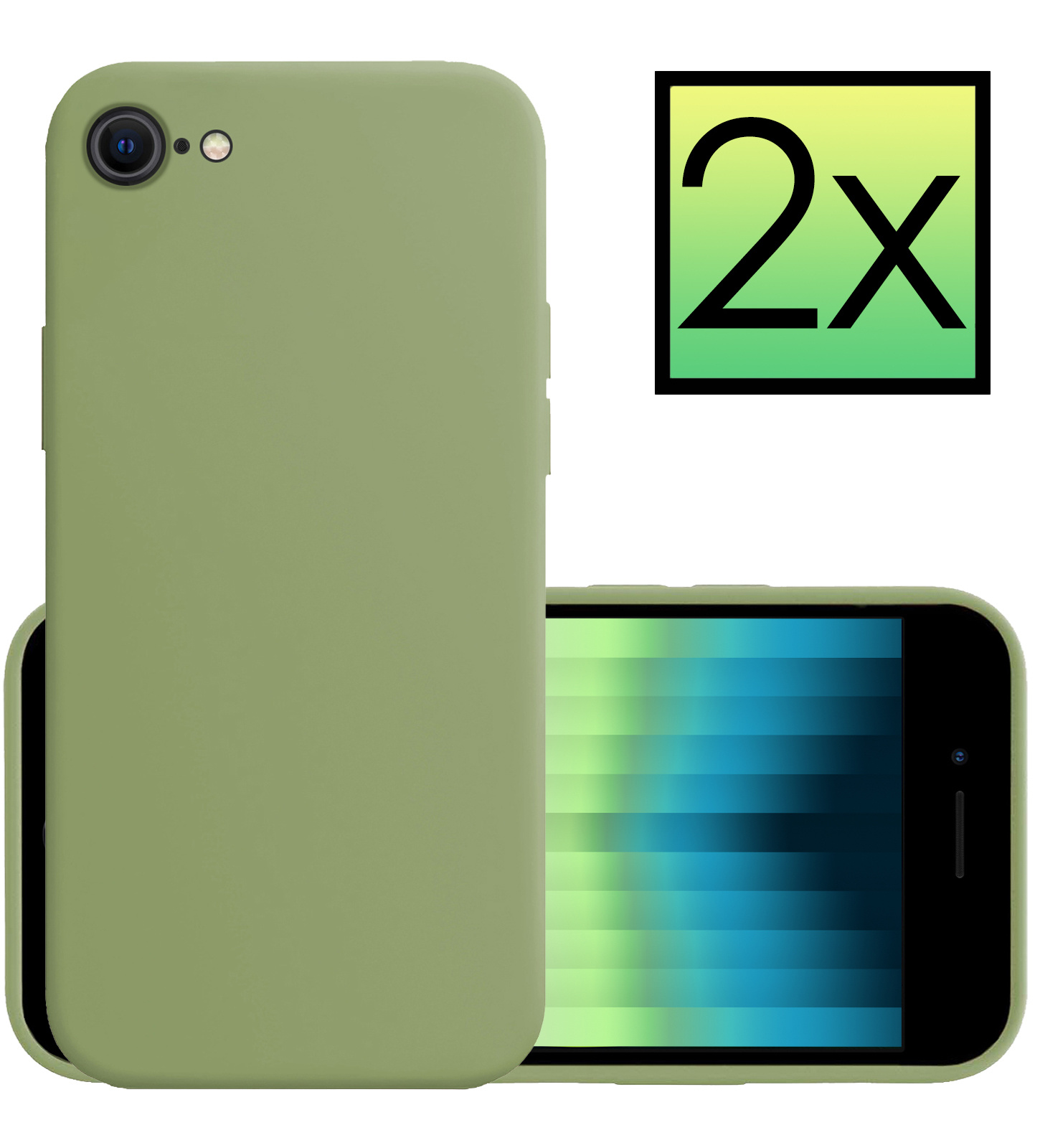 NoXx Hoes Geschikt voor iPhone SE 2022 Hoesje Cover Siliconen Back Case Hoes - Groen - 2x