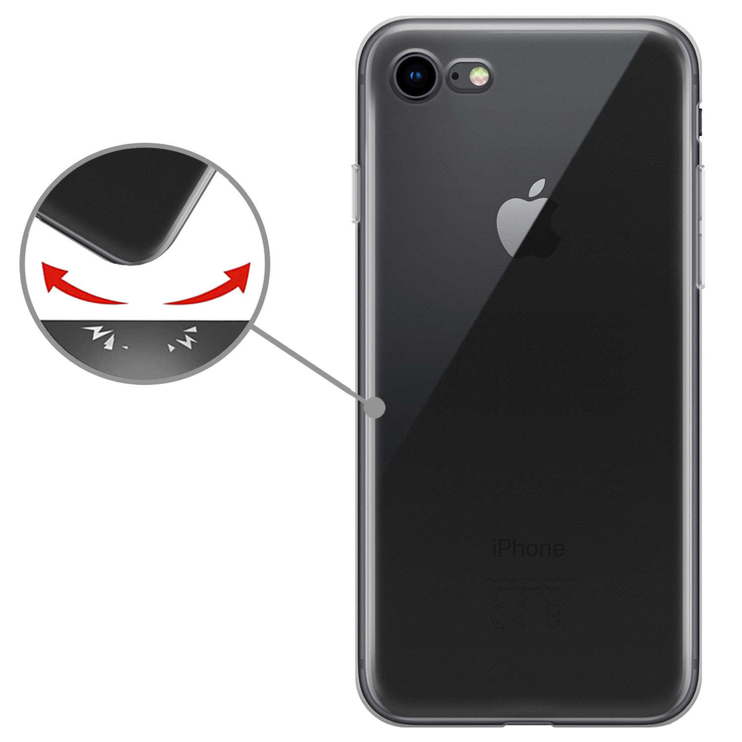 Nomfy Hoesje Geschikt voor iPhone SE 2022 Hoesje Siliconen Cover Case - Hoes Geschikt voor iPhone SE (2022) Hoes Back Case - Transparant