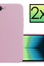 NoXx Hoes Geschikt voor iPhone SE 2022 Hoesje Cover Siliconen Back Case Hoes - Lila - 2x