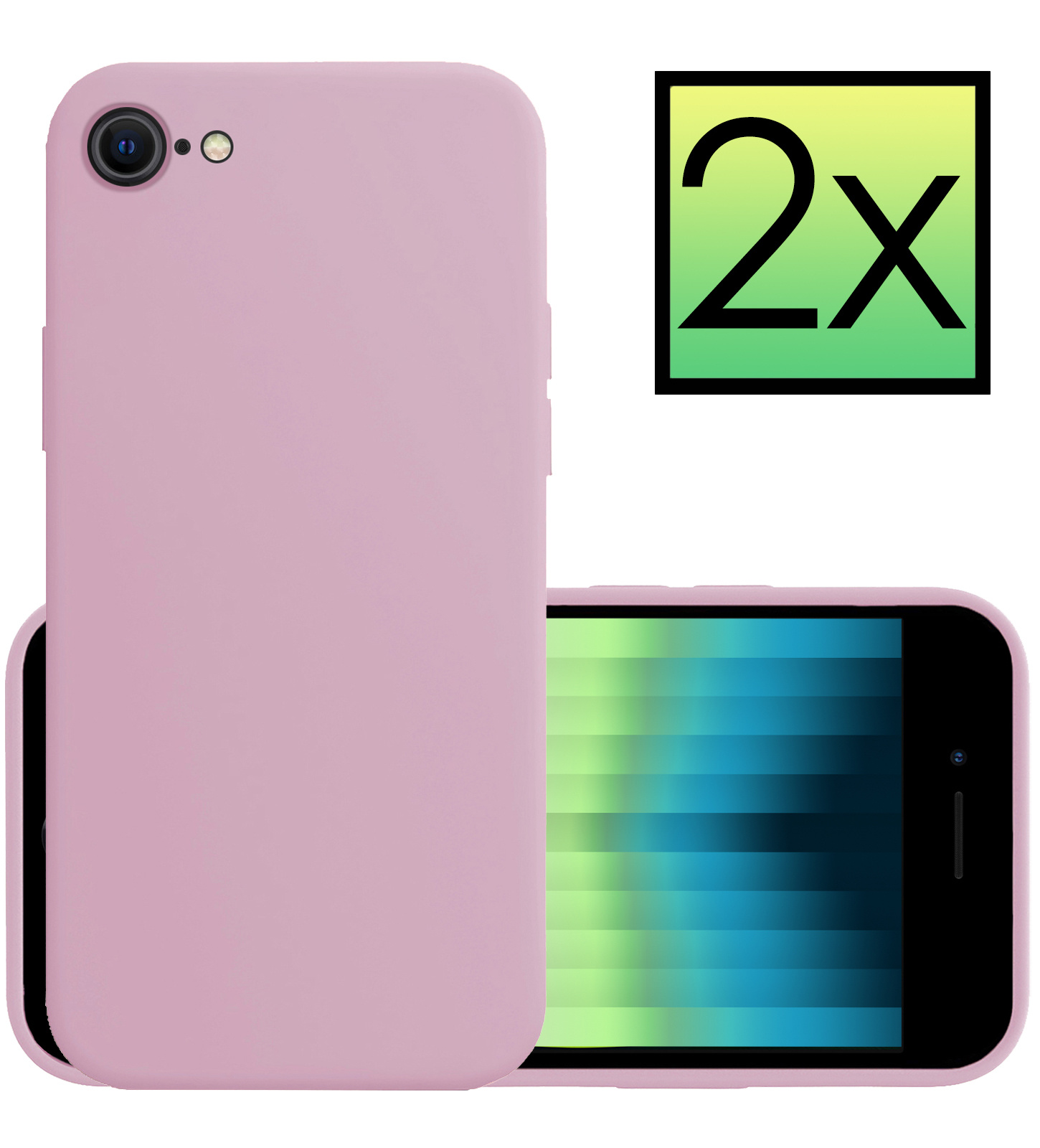 NoXx Hoes Geschikt voor iPhone SE 2022 Hoesje Cover Siliconen Back Case Hoes - Lila - 2x