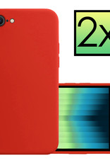 NoXx Hoes Geschikt voor iPhone SE 2022 Hoesje Cover Siliconen Back Case Hoes - Rood - 2x