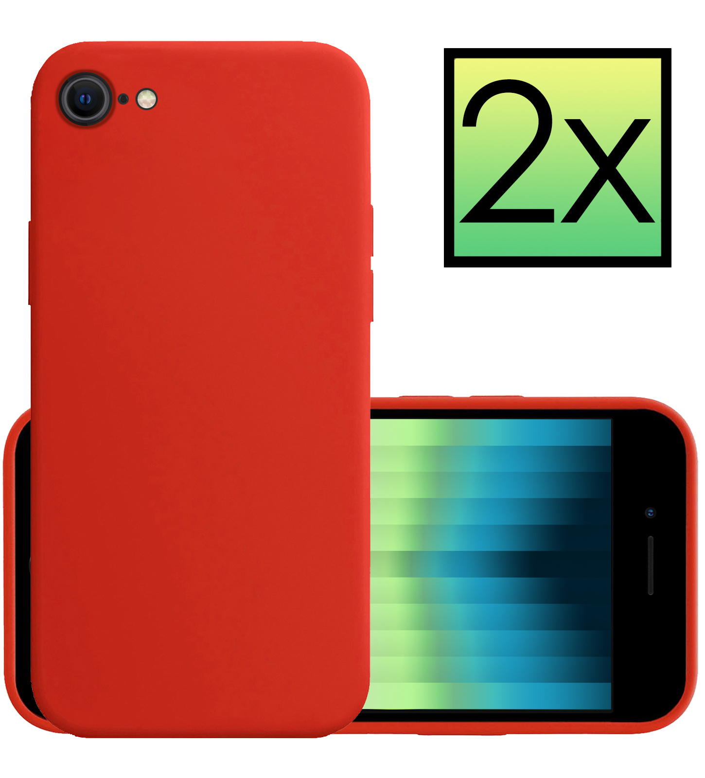 NoXx Hoes Geschikt voor iPhone SE 2022 Hoesje Cover Siliconen Back Case Hoes - Rood - 2x