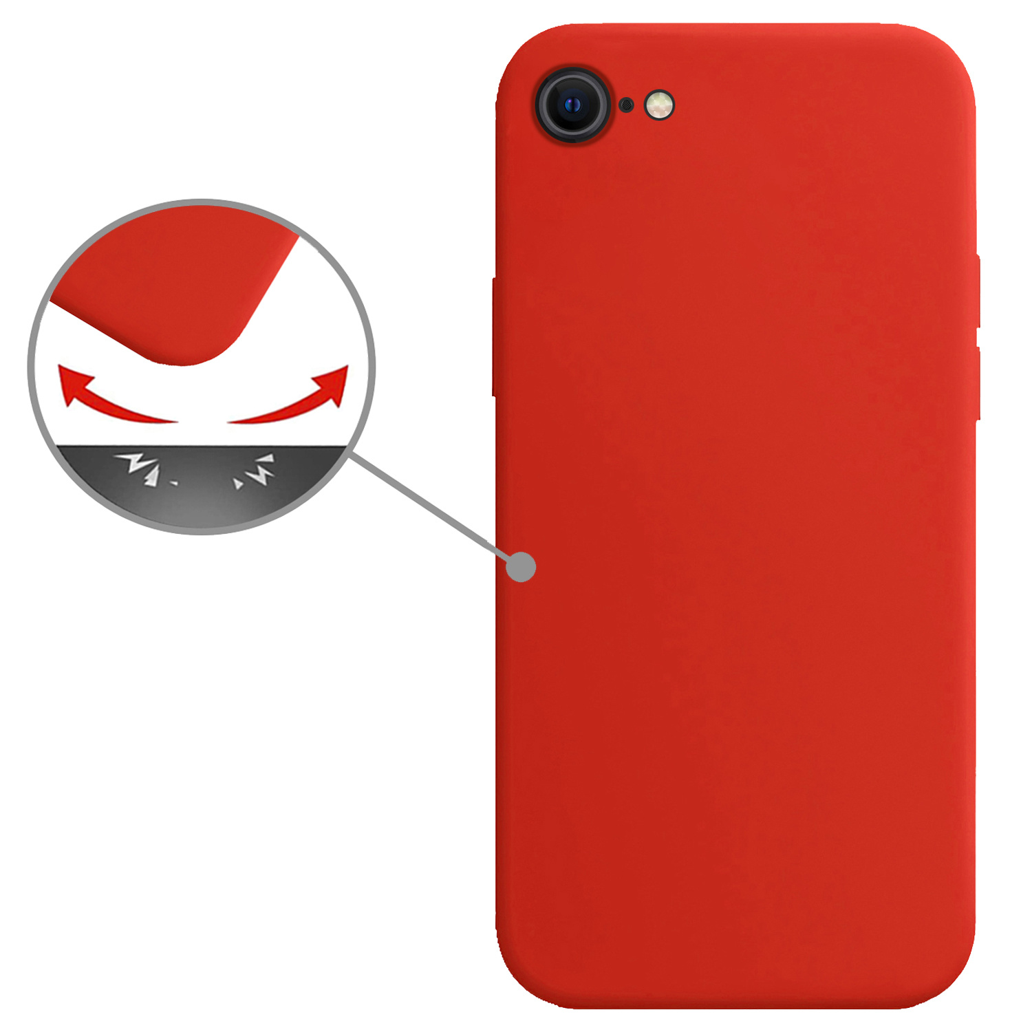 Nomfy Hoesje Geschikt voor iPhone SE 2022 Hoesje Siliconen Cover Case - Hoes Geschikt voor iPhone SE (2022) Hoes Back Case - Rood