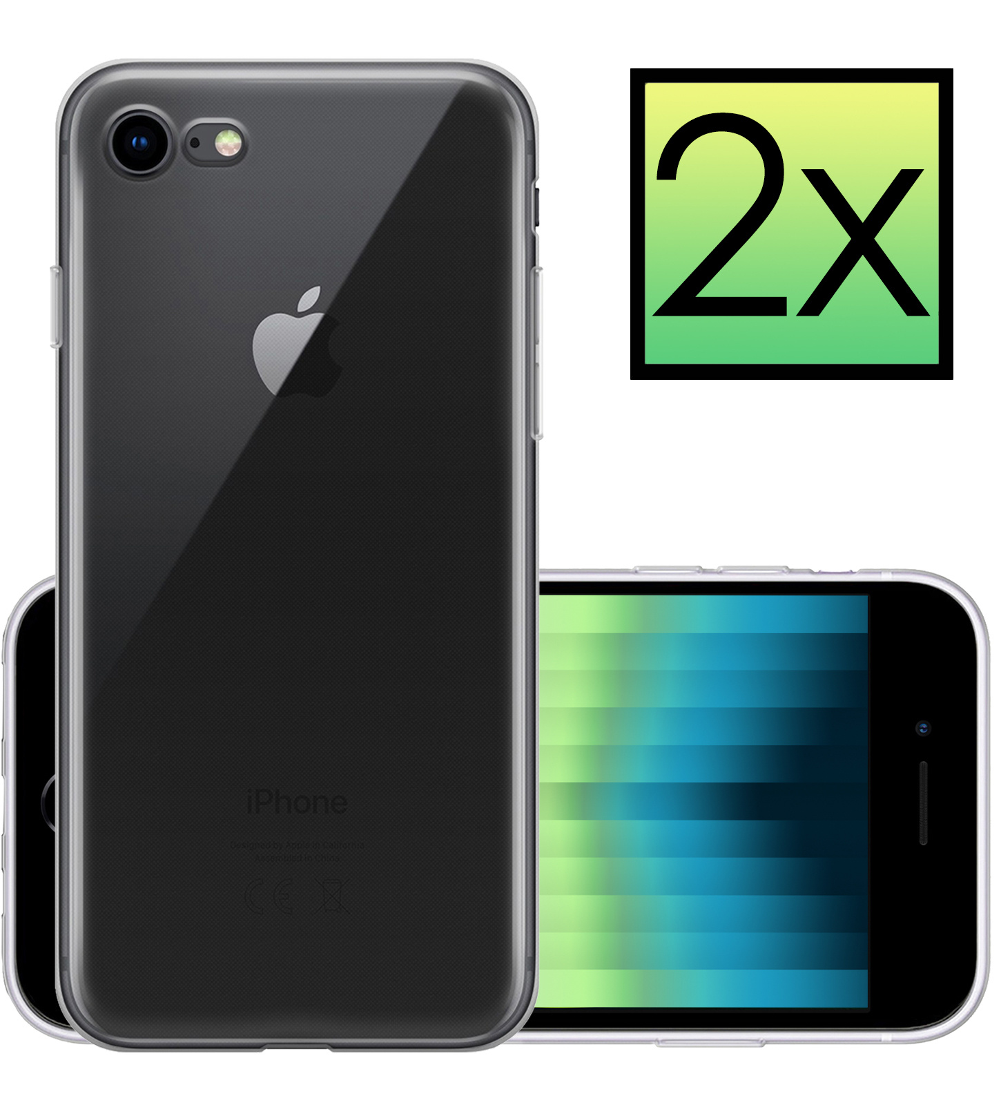 NoXx Hoes Geschikt voor iPhone SE 2022 Hoesje Cover Siliconen Back Case Hoes - Transparant - 2x