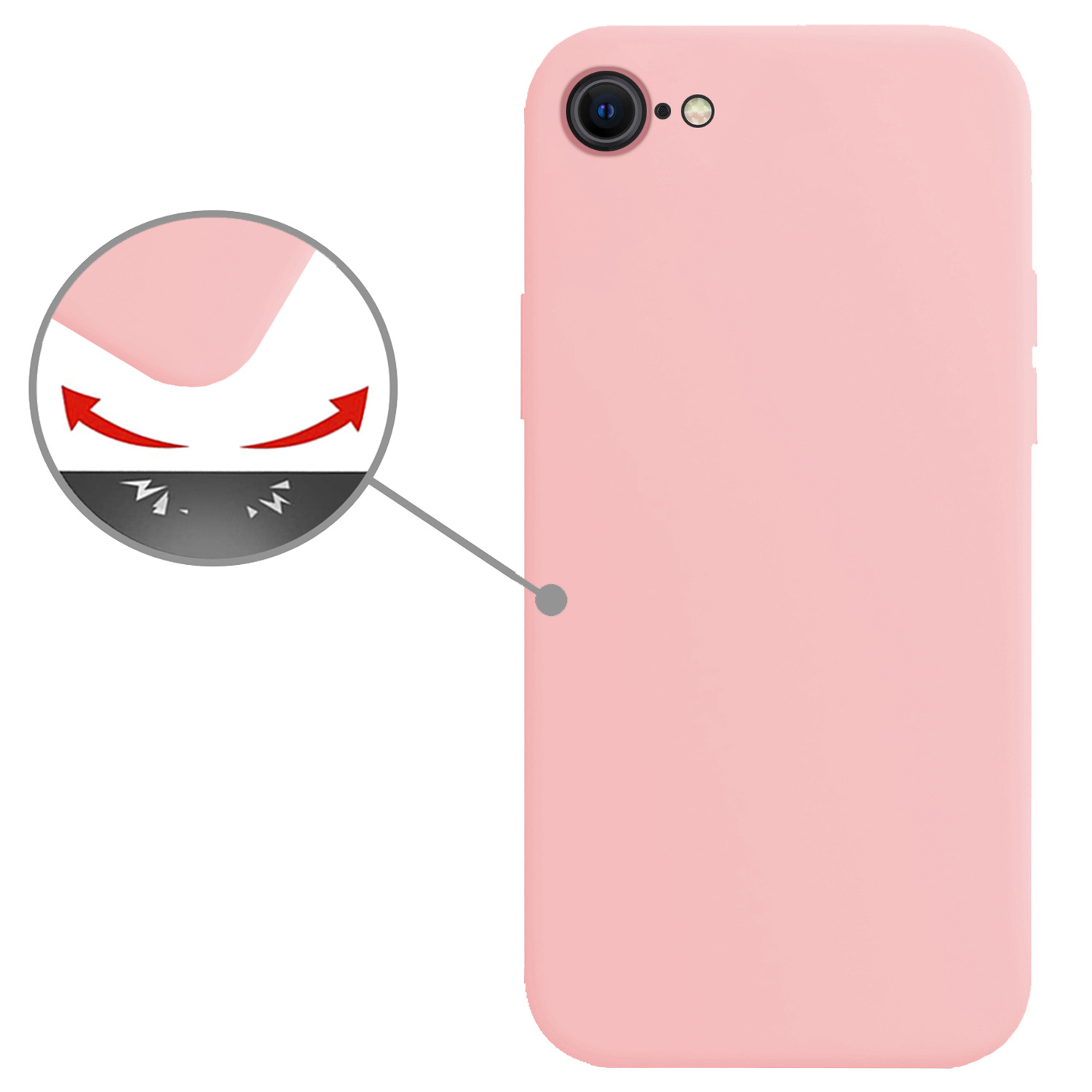 Nomfy Hoesje Geschikt voor iPhone SE 2022 Hoesje Siliconen Cover Case - Hoes Geschikt voor iPhone SE (2022) Hoes Back Case - Lichtroze