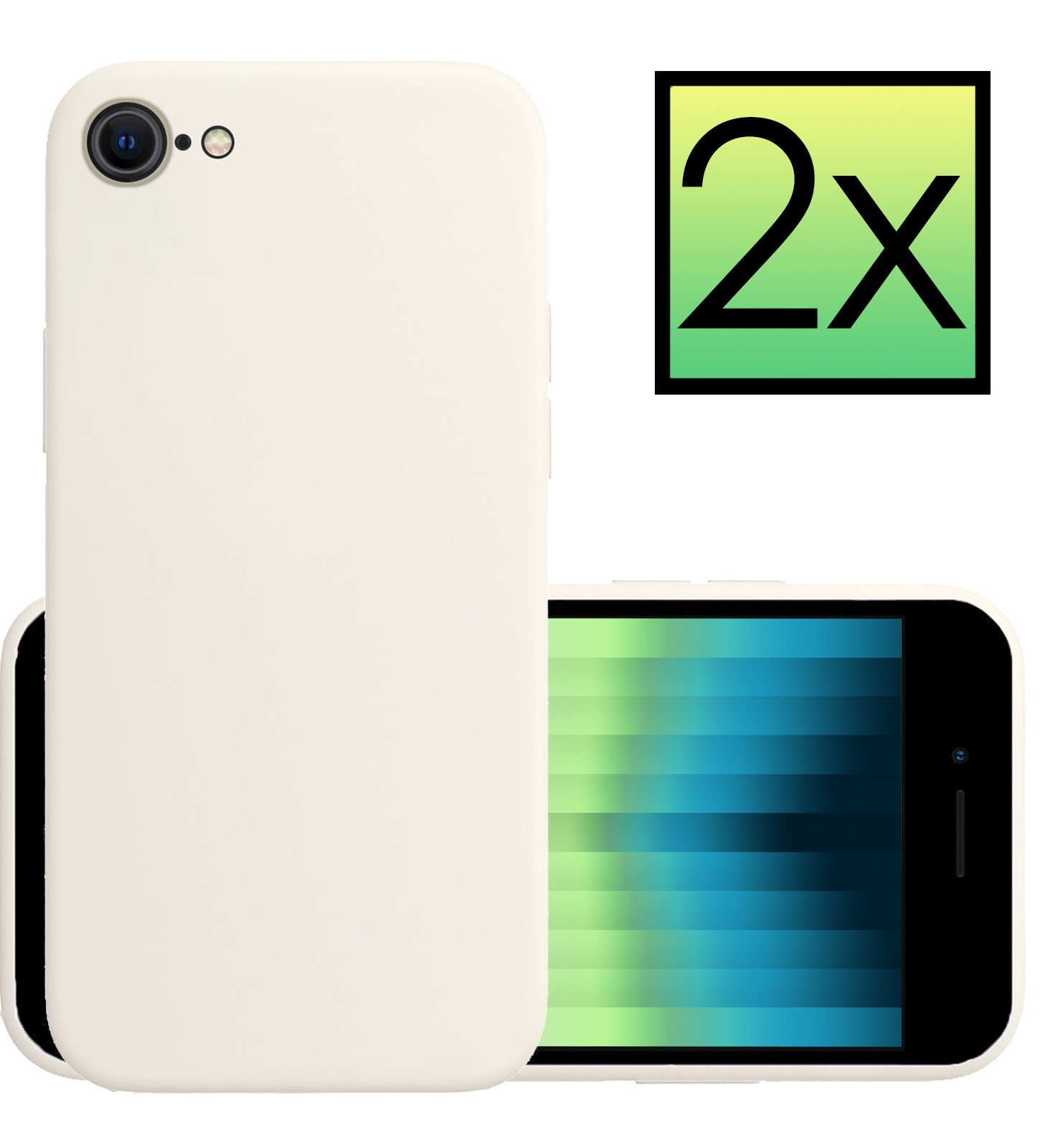 NoXx Hoes Geschikt voor iPhone SE 2022 Hoesje Cover Siliconen Back Case Hoes - Wit - 2x