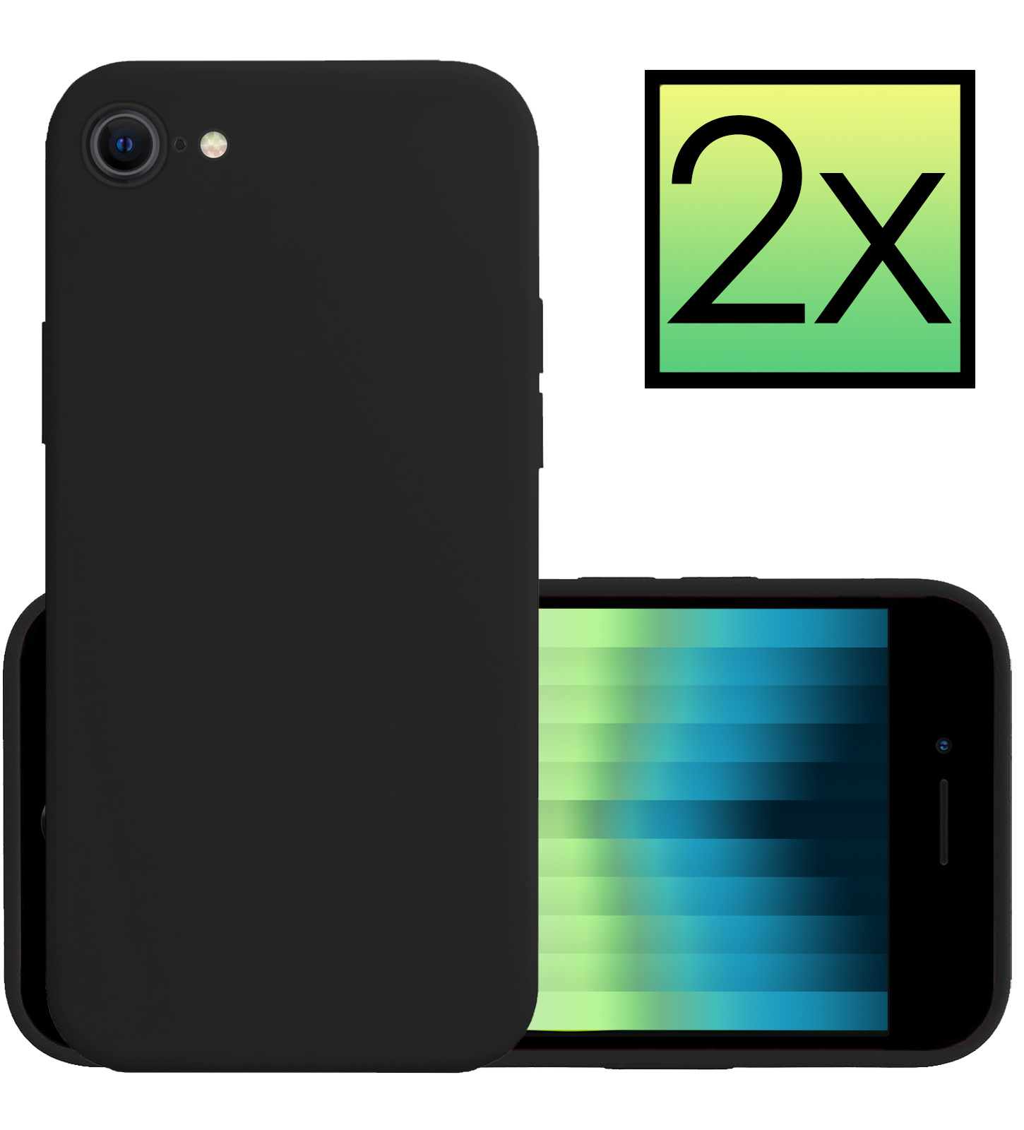 NoXx Hoes Geschikt voor iPhone SE 2022 Hoesje Cover Siliconen Back Case Hoes - Zwart - 2x