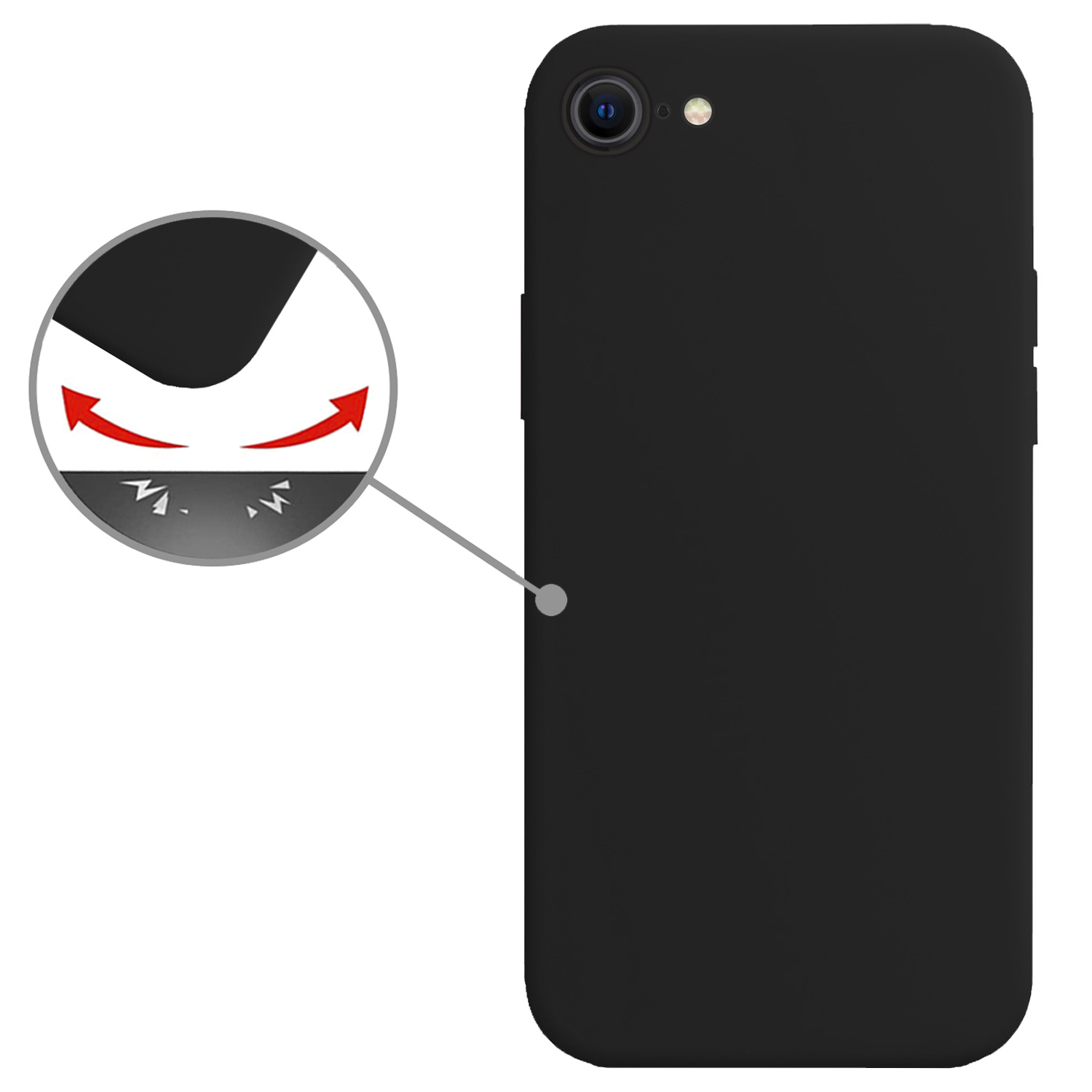Nomfy Hoesje Geschikt voor iPhone SE 2022 Hoesje Siliconen Cover Case - Hoes Geschikt voor iPhone SE (2022) Hoes Back Case - 2-PACK - Zwart