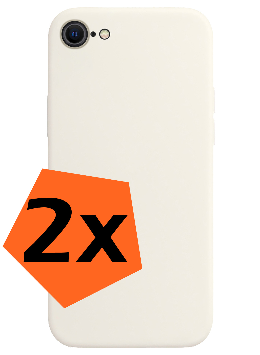 Nomfy Hoesje Geschikt voor iPhone SE 2022 Hoesje Siliconen Cover Case - Hoes Geschikt voor iPhone SE (2022) Hoes Back Case - 2-PACK - Wit