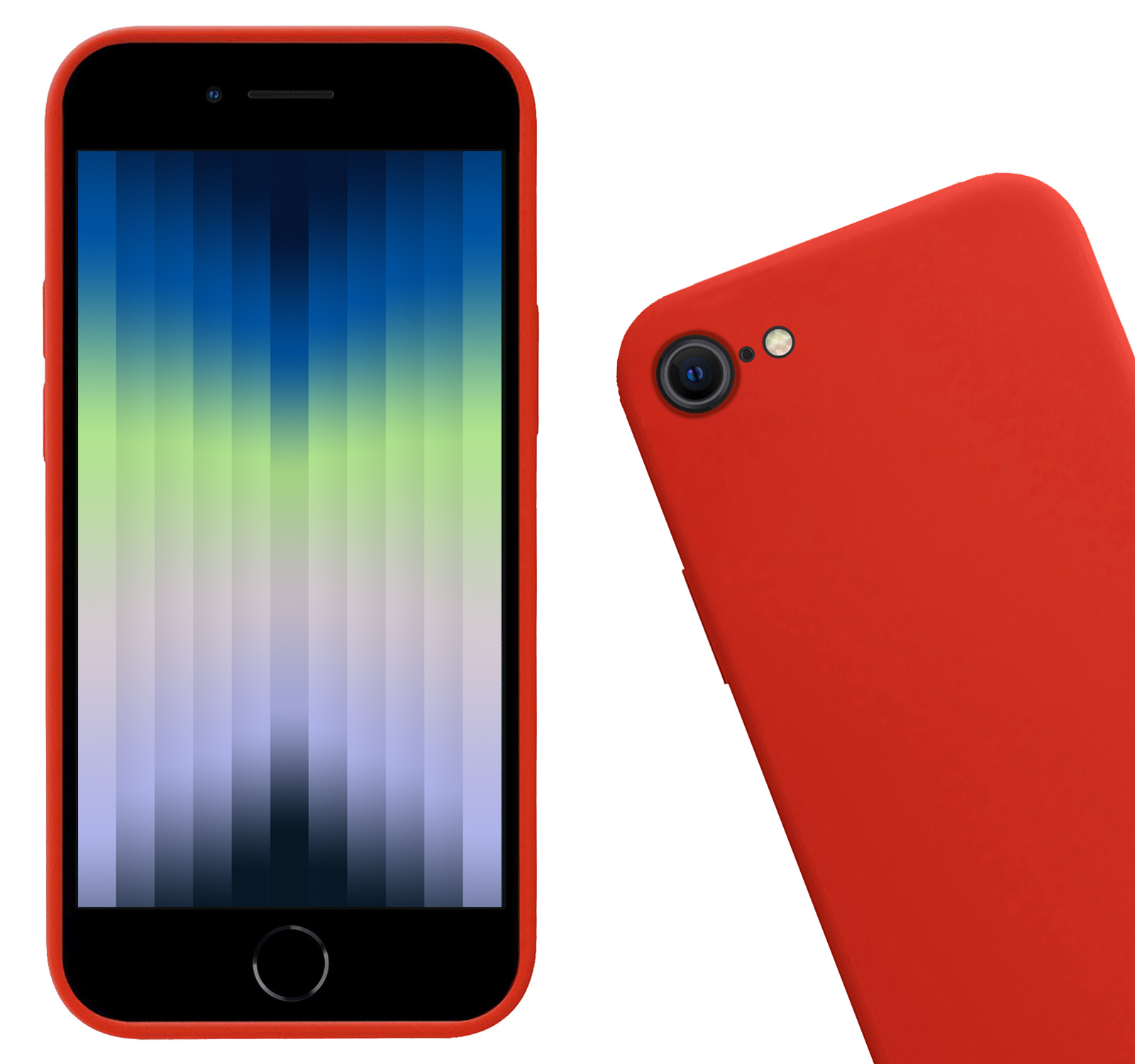 Nomfy Hoesje Geschikt voor iPhone SE 2022 Hoesje Siliconen Cover Case - Hoes Geschikt voor iPhone SE (2022) Hoes Back Case - 2-PACK - Rood