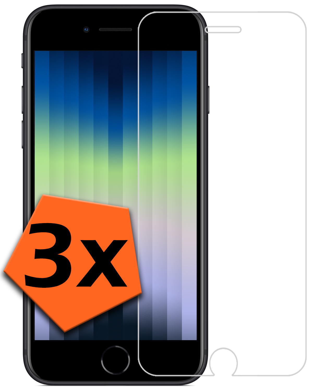 Nomfy Screenprotector Geschikt voor iPhone SE 2022 Screenprotector Bescherm Glas Tempered Glass - Screenprotector Geschikt voor iPhone SE (2022) Screen Protector - 3 PACK