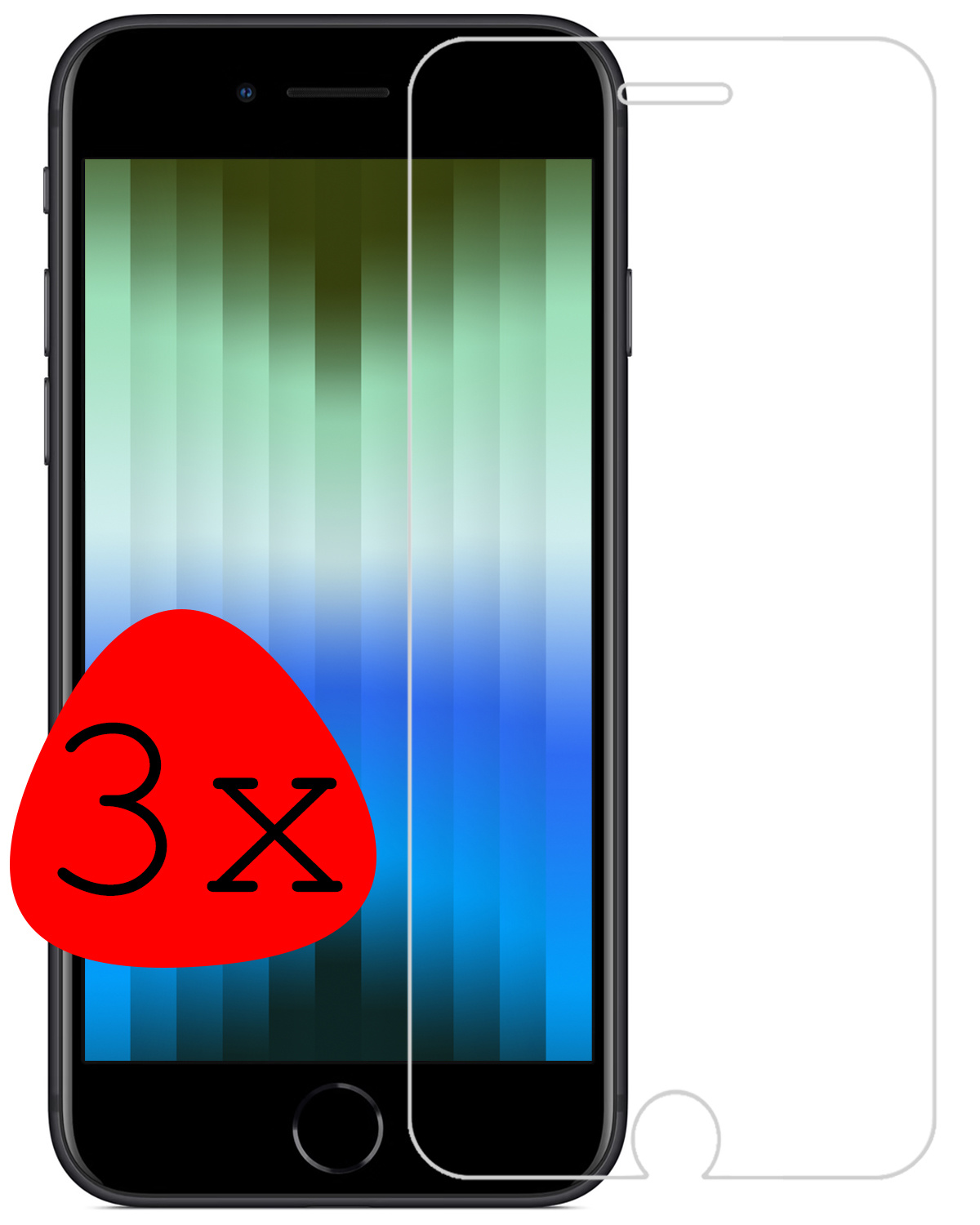 BASEY. Screenprotector Geschikt voor iPhone SE 2022 Screenprotector Tempered Glass - Screenprotector Geschikt voor iPhone SE (2022) Beschermglas Screen Protector Glas - 3 Stuks
