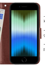 BASEY. Hoes Geschikt voor iPhone SE 2022 Hoesje Bookcase Hoes Flip Case Book Cover - Hoesje Geschikt voor iPhone SE (2022) Hoes Book Case Hoesje - Bruin