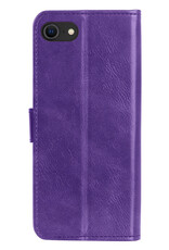 BASEY. Hoes Geschikt voor iPhone SE 2022 Hoesje Bookcase Hoes Flip Case Book Cover - Hoesje Geschikt voor iPhone SE (2022) Hoes Book Case Hoesje - Paars