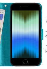 BASEY. Hoes Geschikt voor iPhone SE 2022 Hoesje Bookcase Hoes Flip Case Book Cover - Hoesje Geschikt voor iPhone SE (2022) Hoes Book Case Hoesje - Turquoise