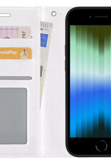 BASEY. Hoes Geschikt voor iPhone SE 2022 Hoesje Bookcase Hoes Flip Case Book Cover - Hoesje Geschikt voor iPhone SE (2022) Hoes Book Case Hoesje - Wit