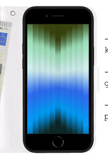 BASEY. Hoes Geschikt voor iPhone SE 2022 Hoesje Bookcase Hoes Flip Case Book Cover - Hoesje Geschikt voor iPhone SE (2022) Hoes Book Case Hoesje - Wit