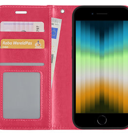 NoXx NoXx iPhone SE 2022 Hoesje Bookcase - Donkerroze