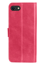 NoXx Hoes Geschikt voor iPhone SE 2022 Hoesje Book Case Hoes Flip Cover Wallet Bookcase - Donkerroze