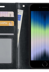 Nomfy Hoesje Geschikt voor iPhone SE 2022 Hoes Bookcase Flipcase Book Cover - Hoes Geschikt voor iPhone SE (2022) Hoesje Book Case - Zwart