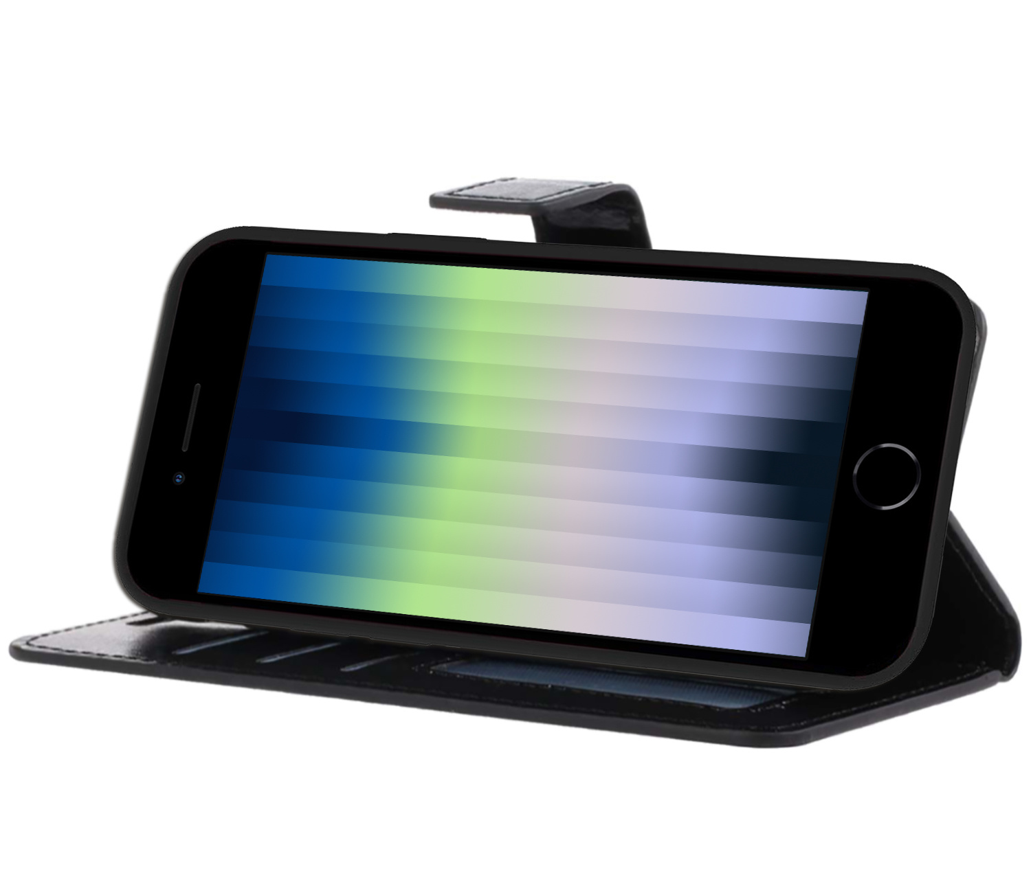 Nomfy Hoesje Geschikt voor iPhone SE 2022 Hoes Bookcase Flipcase Book Cover - Hoes Geschikt voor iPhone SE (2022) Hoesje Book Case - Zwart