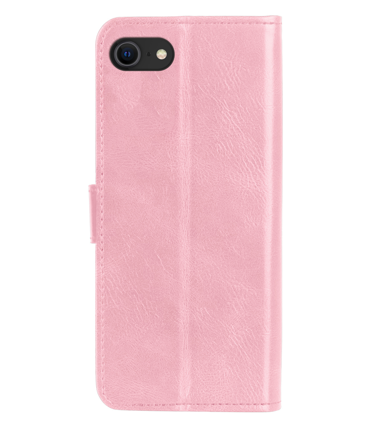 BASEY. Hoes Geschikt voor iPhone SE 2022 Hoesje Bookcase Hoes Flip Case Book Cover Met Screenprotector - Hoesje Geschikt voor iPhone SE (2022) Hoes Book Case Hoesje - Lichtroze