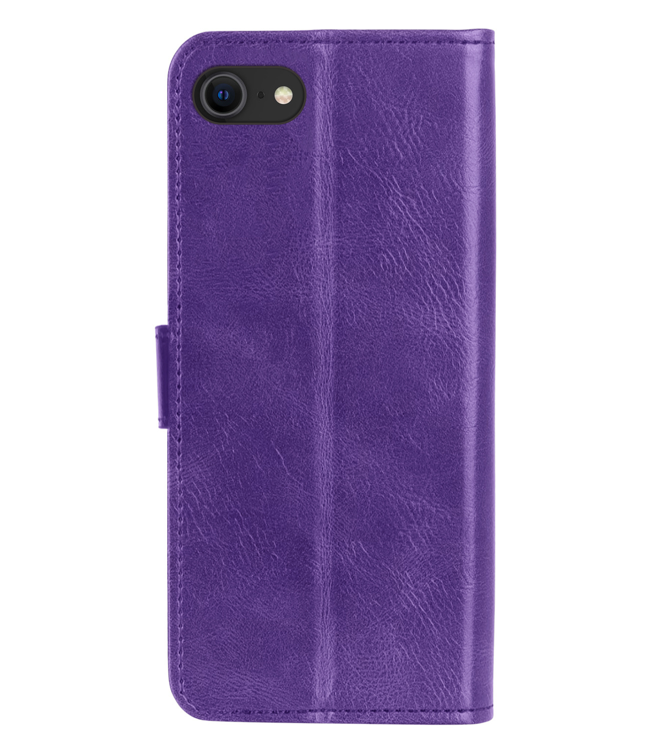 BASEY. Hoes Geschikt voor iPhone SE 2022 Hoesje Bookcase Hoes Flip Case Book Cover Met 2x Screenprotector - Hoesje Geschikt voor iPhone SE (2022) Hoes Book Case Hoesje - Paars