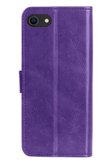 Nomfy Hoesje Geschikt voor iPhone SE 2022 Hoes Bookcase Flipcase Book Cover Met Screenprotector - Hoes Geschikt voor iPhone SE (2022) Hoesje Book Case - Paars