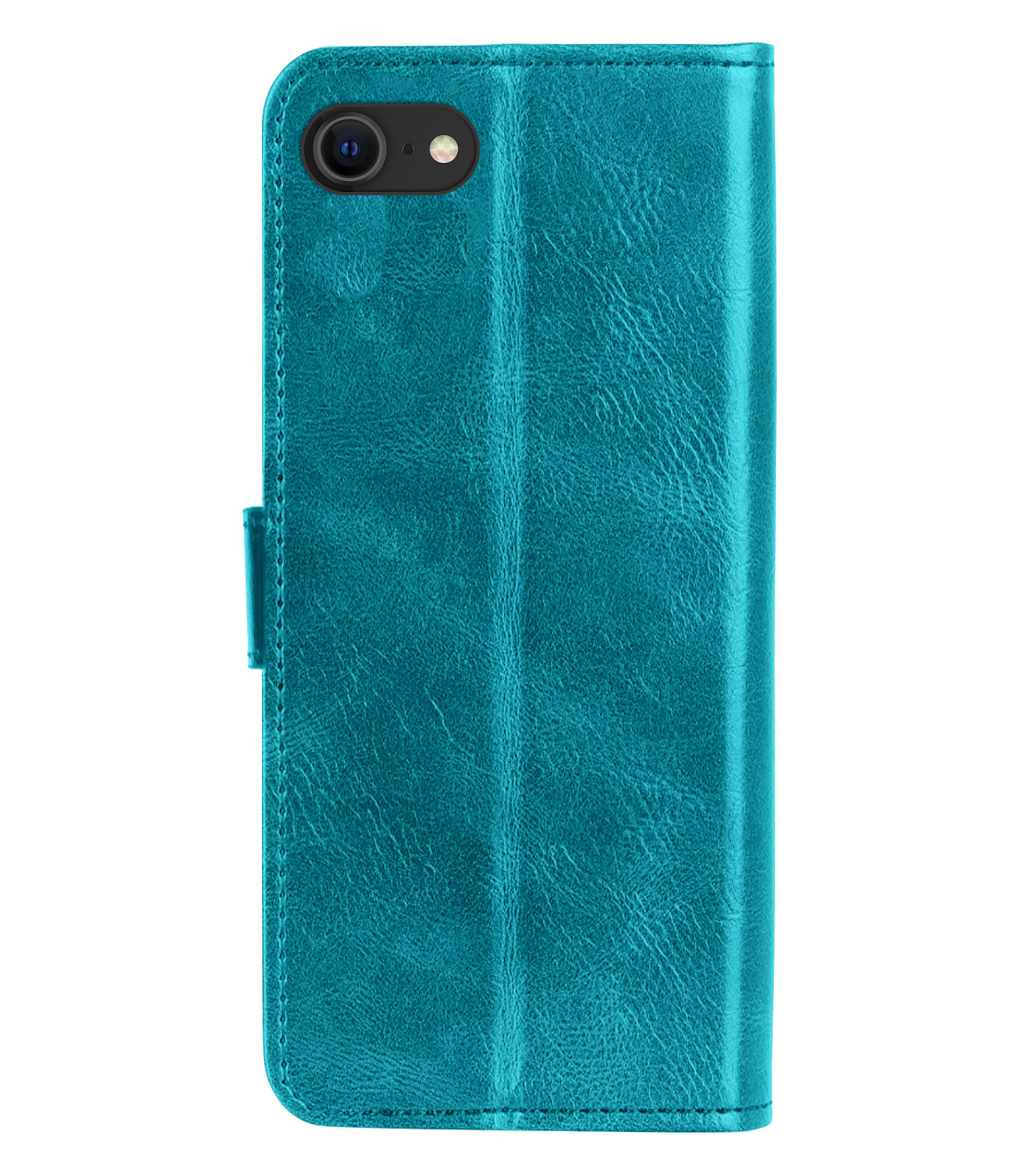 Nomfy Hoesje Geschikt voor iPhone SE 2022 Hoes Bookcase Flipcase Book Cover Met Screenprotector - Hoes Geschikt voor iPhone SE (2022) Hoesje Book Case - Turquoise