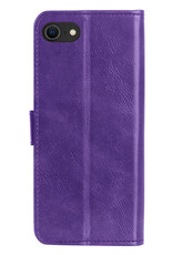 Nomfy Hoesje Geschikt voor iPhone SE 2022 Hoes Bookcase Flipcase Book Cover Met 2x Screenprotector - Hoes Geschikt voor iPhone SE (2022) Hoesje Book Case - Paars