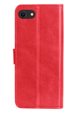 Nomfy Hoesje Geschikt voor iPhone SE 2022 Hoes Bookcase Flipcase Book Cover Met 2x Screenprotector - Hoes Geschikt voor iPhone SE (2022) Hoesje Book Case - Rood