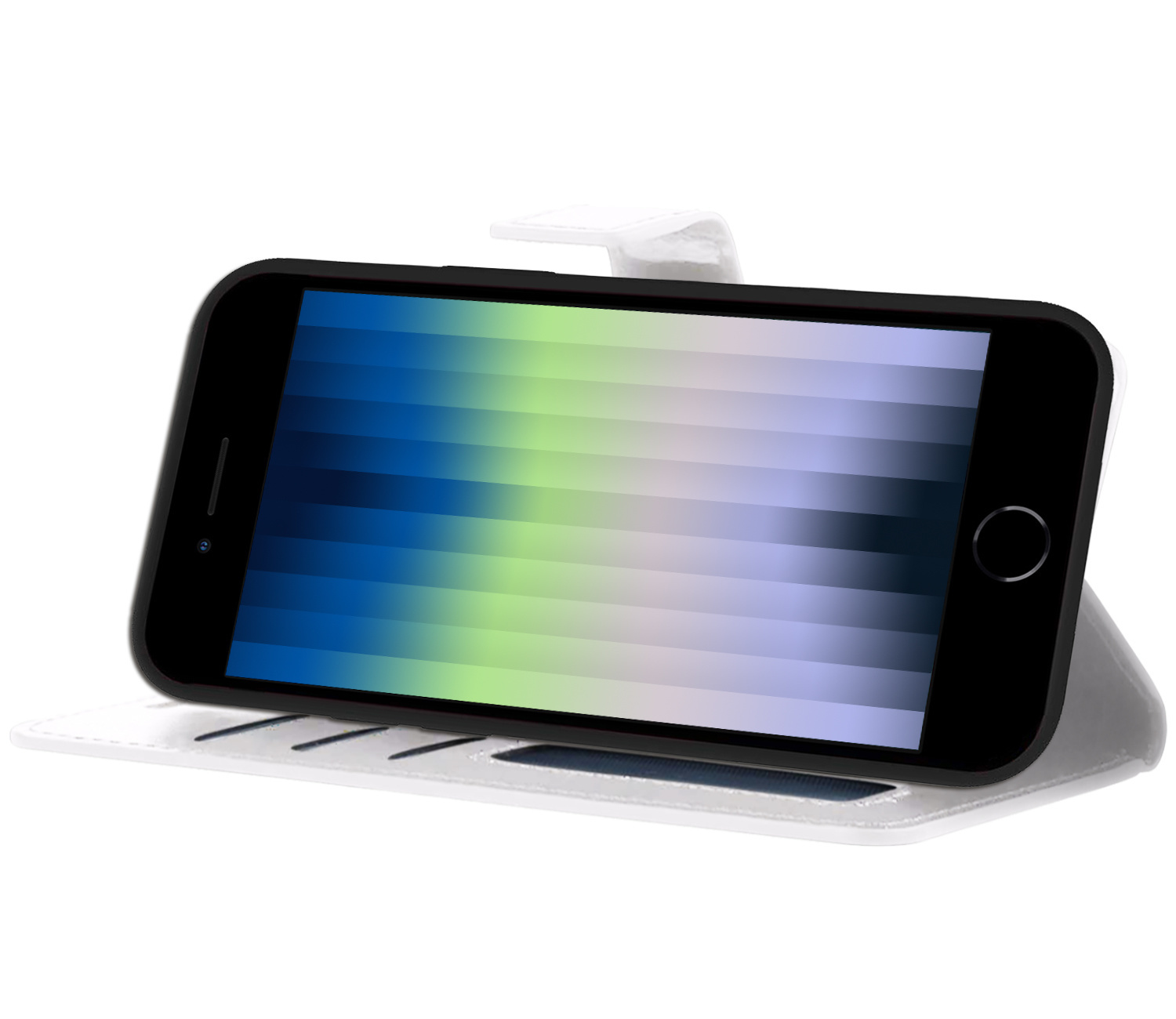 Nomfy Hoesje Geschikt voor iPhone SE 2022 Hoes Bookcase Flipcase Book Cover Met 2x Screenprotector - Hoes Geschikt voor iPhone SE (2022) Hoesje Book Case - Wit