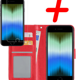 BASEY. BASEY. iPhone SE 2022 Hoesje Bookcase Met Screenprotector - Rood