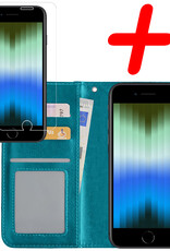 BASEY. Hoes Geschikt voor iPhone SE 2022 Hoesje Bookcase Hoes Flip Case Book Cover Met Screenprotector - Hoesje Geschikt voor iPhone SE (2022) Hoes Book Case Hoesje - Turquoise